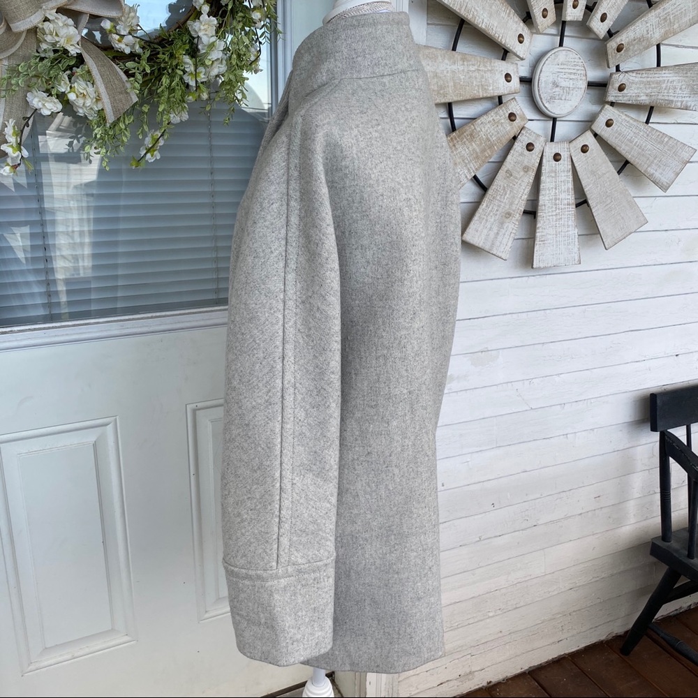 New! J Crew Heather Grey Stand Collar Wool Coat - Picture 13 of 15
